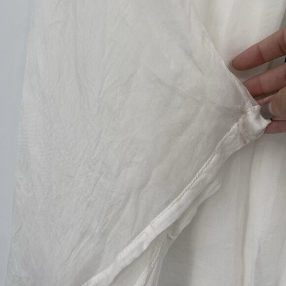 Giulia Italy Women's Size Small White Silk Blouse Fairy Lined Flowy Embroidered - Picture 9 of 13